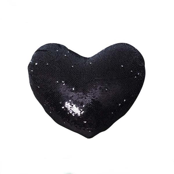 Personalized Heart Shape Sequin Sublimation Pillow Case Sparkling Style