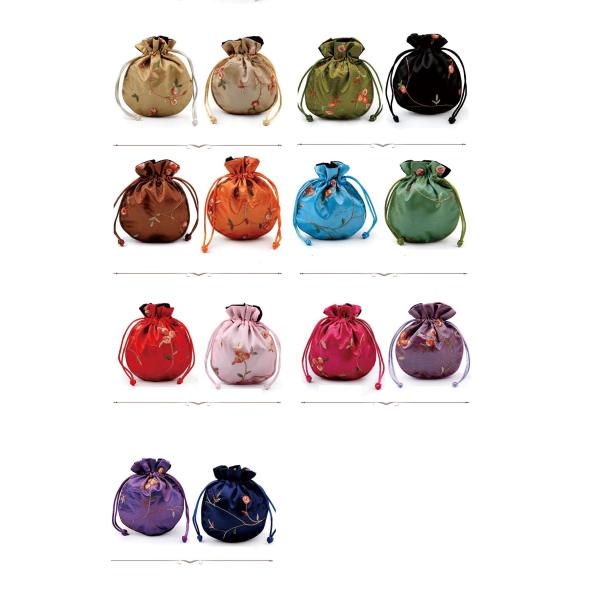 Multicolor Mini Chinese Silk Drawstring Bag Brocade Damask Jewelry Pocket Purse Gift Bags