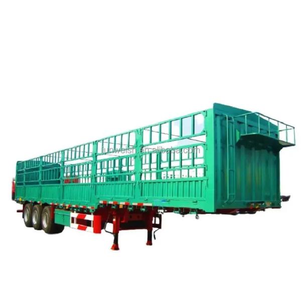 3 Axle 40ft Gooseneck Curtain Side Curtainsider Cargo Wing Open Box Van Box Truck Semi Trailer in HOWO