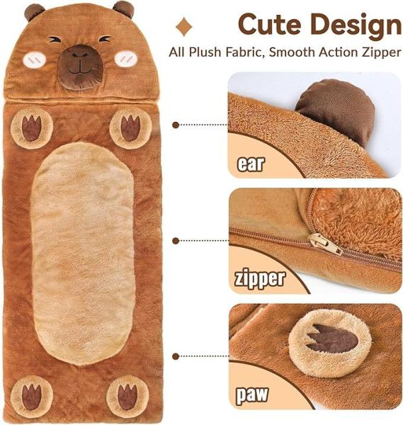 Super Soft Toddler Nap Mat with 2-in-1 Pillow and Thickened Plush for Preschool Slumber Bag