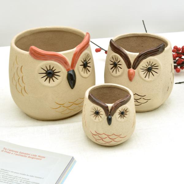 24 polegadas 6 polegadas 16 polegadas cerâmica vasos de flores 3D única coruja adorável flor suculenta vasos modo