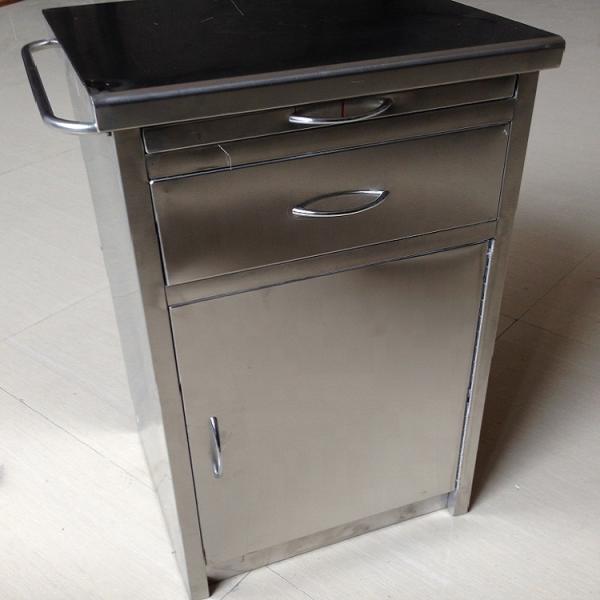 Medical Trolley Stainless Steel Hospital Style Bedside Table Large Storage