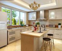 Charming Classic Marble Countertop Glass Cabinet Solid Wood Kitchen Cabinets