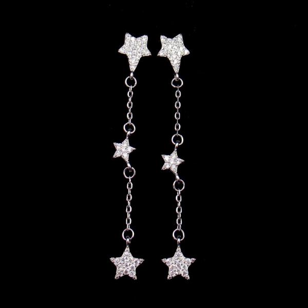 Custom Made Silver Cubic Zirconia Earrings Jewelry With Logo Printed