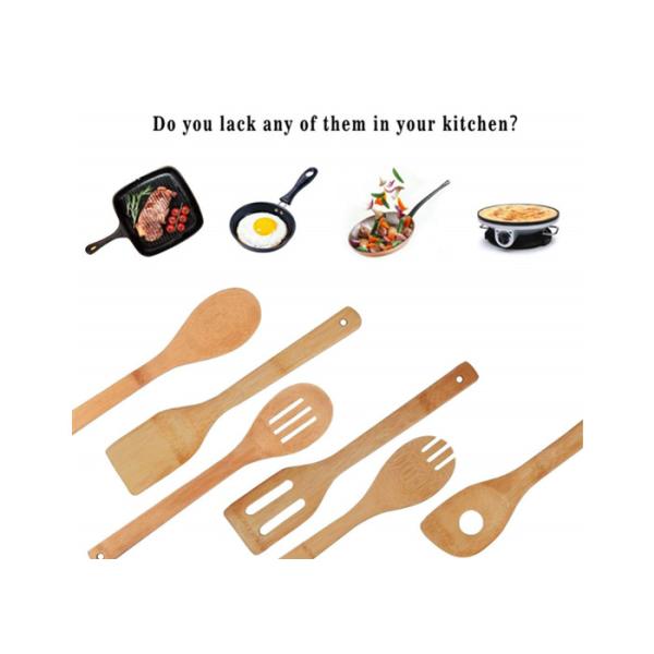 Organic Bamboo Utensil Set Wooden Cooking Spoons and Spatulas Antimicrobial Kitchen Tools Bamboo Kitchen Supplies