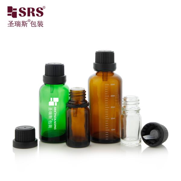 5ml 10ml 15ml 20ml 30ml 50ml 100ml Empty Green Blue Amber Clear Glass Bottle With CRC Cap Child Proof Bottles