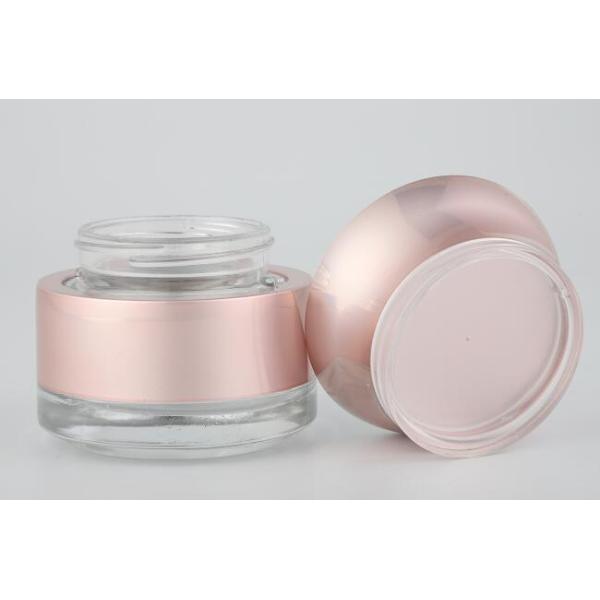 Pink Glass Cream Jar Lotion Bottles Cosmetic Packaging Customized Logo And Color