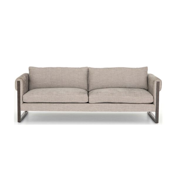 Mid-Century Modern 2-Seater Sofa with Exposed Walnut Wood Frame SF-007