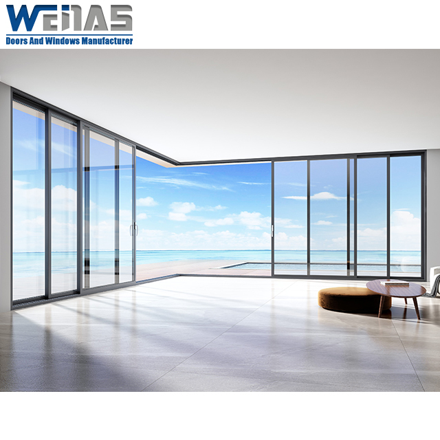 Wind Resistant Double Glazed Silent Aluminium Exterior Heavy Duty Sliding Door