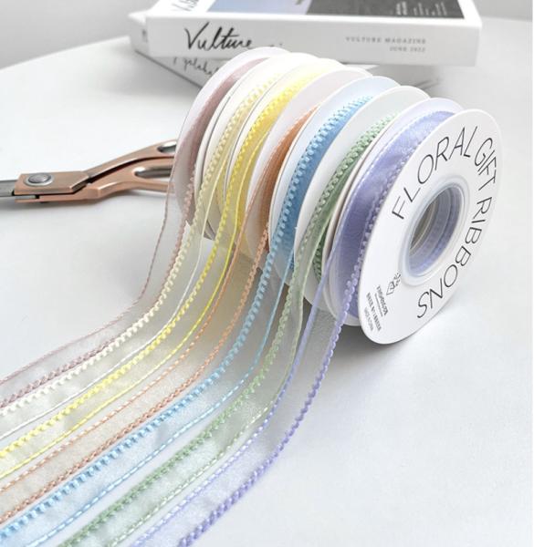 Korean Wave Edge Snow Silk Ribbon Floral Packaging DIY Material Bouquet Binding Flowers Advanced Decorative Strip