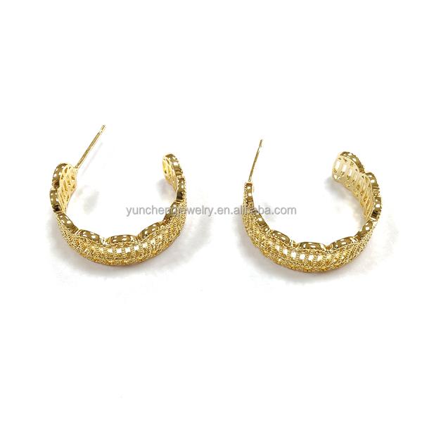 ODM Медное сплав Средние серьги 14k Золотые серьги Средние