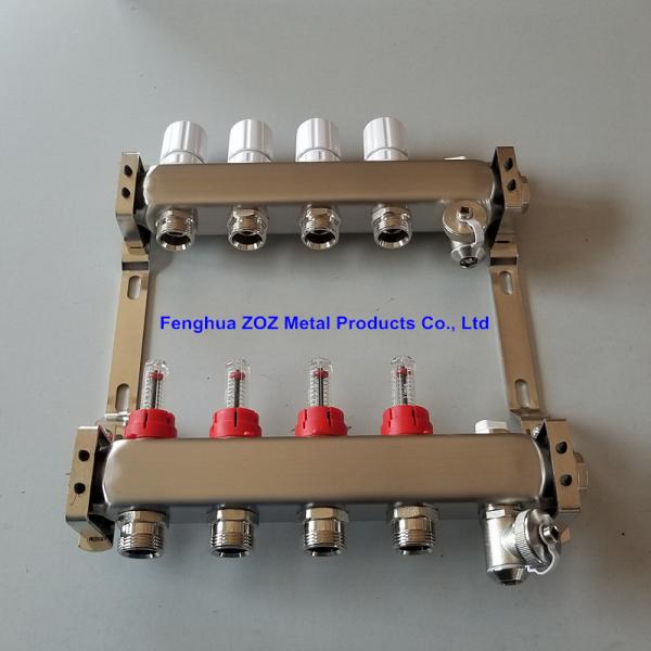 ZZ18155 PEX Radiant Floor Heating Stainless Steel Manifold Set , Underfloor Heating Manifolds Stainless Steel Manifold