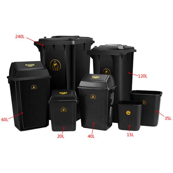60L Cleanroom Plastic Large Capacity DES Garbage Bin With Lid 440*310*755MM