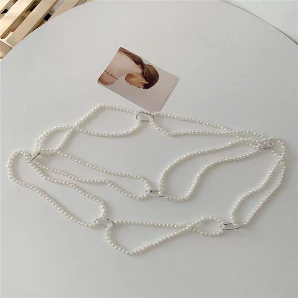 Ins Hip Hop Personality Wearable Pearl Accessories Combination Function Punk Waist Chain Disco Body Chain Chest Chain