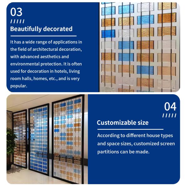Metal Colorful Metal Room Dividers Decorative With Thickened Crystal Glass