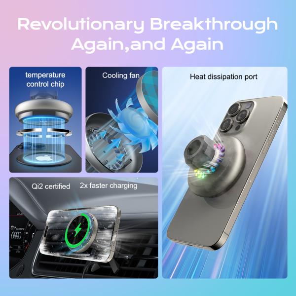 Starry Sky Lighting Effect And Fast Heat Dissipation In 15w Wireless Charger With Cooling Fan