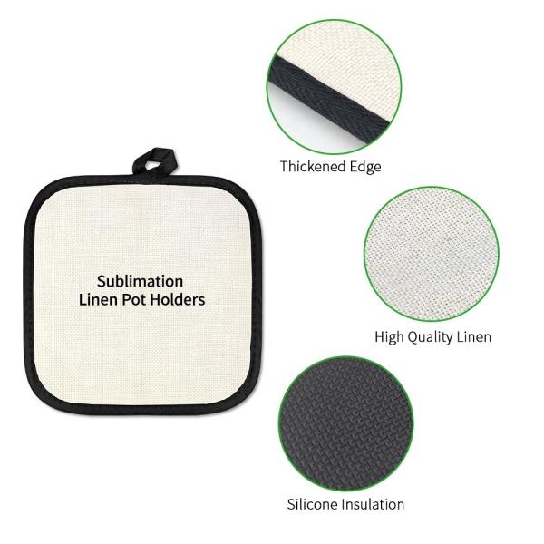 Customized Linen Sublimation Pot Holder With Rubber Back Heat Resistant Placemat 8 Inch