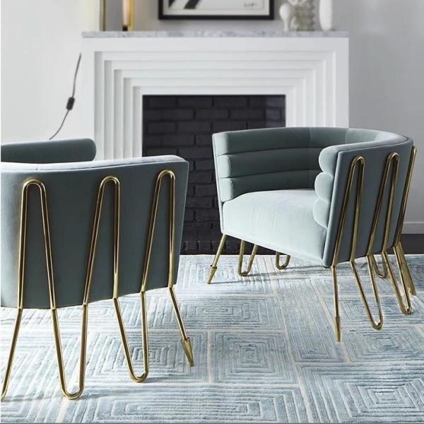 Customised Hotel Stainless Steel Single Sofa Chair With Optional Fabric And Metal Legs