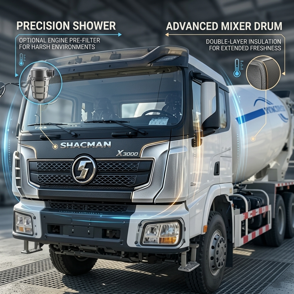 Shacman X3000 6X4 Cement Mixer Truck 10 Cubic Meters 385HP Concrete Transport Construction Machinery