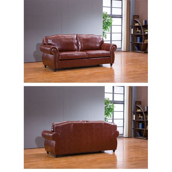 Nidea #8956 Luxury Genuine Leather Sectional Sofa Set American Retro Design Comfortable Durable for Living Room Office Apartment Hotel Use
