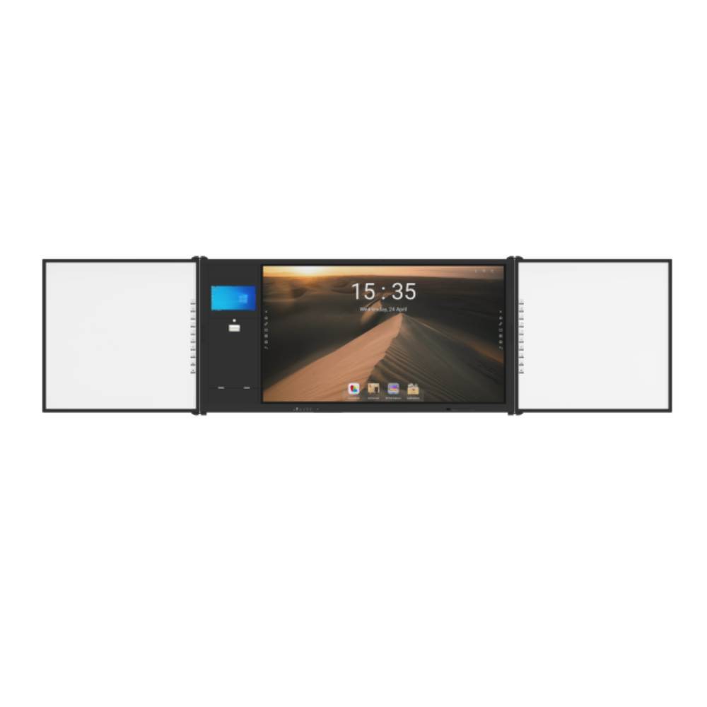 AIO 75 Inch Smart Touch Panel Android Win Sided Boards With Cam Mic Mobile Stand For Meeting University