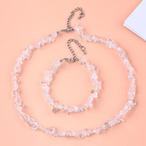 Handmade Adjustable Chips Gravel Stone Bracelet Necklace Set Irregular Crystal Healing Energy Jewelry Kit