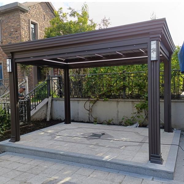 Weatherproof Aluminum Louvered Pergola Modern Style Louvered Pergola