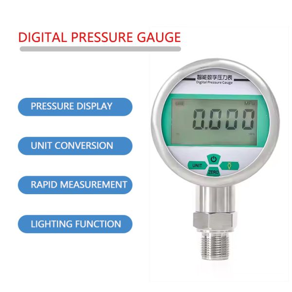High Precision 80mm Dial Digital Pressure Gauge Instrument Manometer for Precision Pressure Sensing