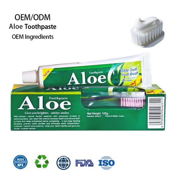 Custom Aloe Vera Teeth Whitening Toothpaste Set Removes Plaque Prevents Cavities Contains Antibacterial Herbal Toothpaste