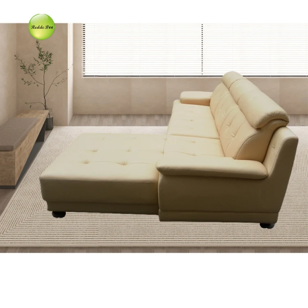 Cozy Beige L - Shaped Sofa: Redde Boo Premium Leather – A Must - Have for Cozy Interiors
