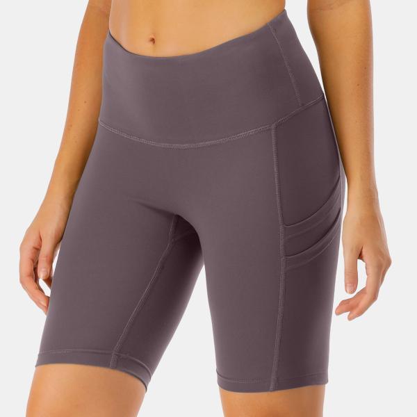 Short de ciclagem da bicicleta das mulheres com os 3 short de corrida do treinamento do bolso lateral do telefone