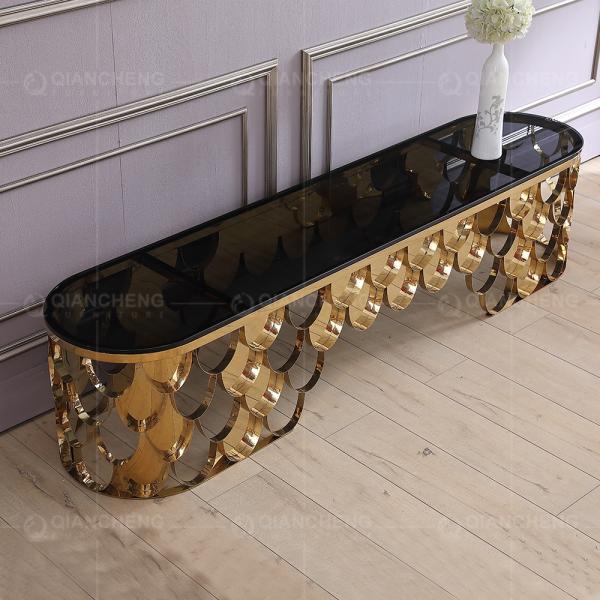 ТВ верхней части черного современного OEM стеклянное стоит железный каркас нержавеющей стали 201