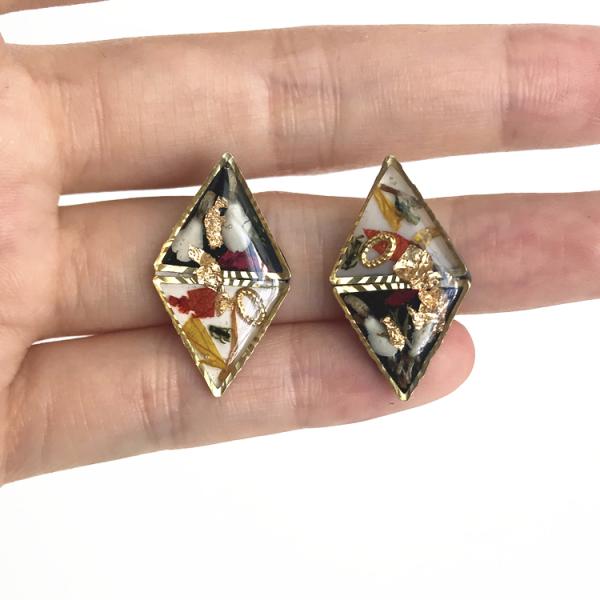 Most Popular Black Romantic Rhombus Shape Unique S925 Earrings Accessories