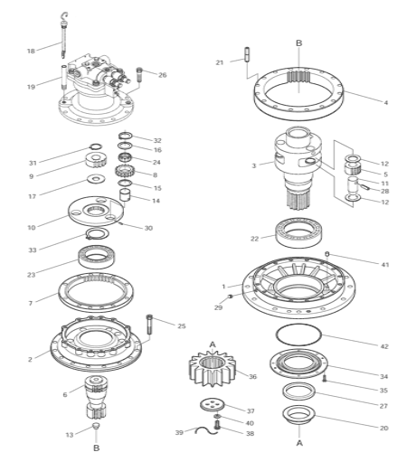 2101-1025 коробка передач качания шестерни уменьшения DOOSAN качания СОЛНЕЧНАЯ 280-III 255-V 290LC-V