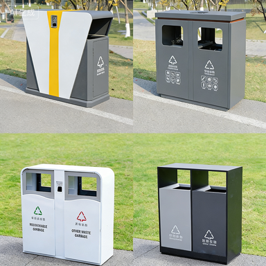 Large Outdoor Stainless Steel Trash Can with Customization Service and Non-slip Rubber Feet for Community and Park
