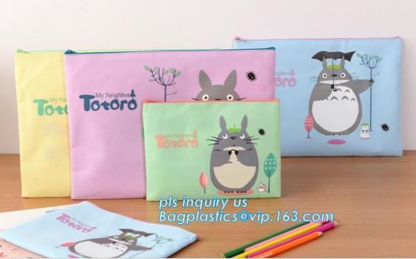 PVC Stationery Bag With Plastic bags, Slider Pen Pencil Rules Packaging Bags, square bottom zipper type plastic bag