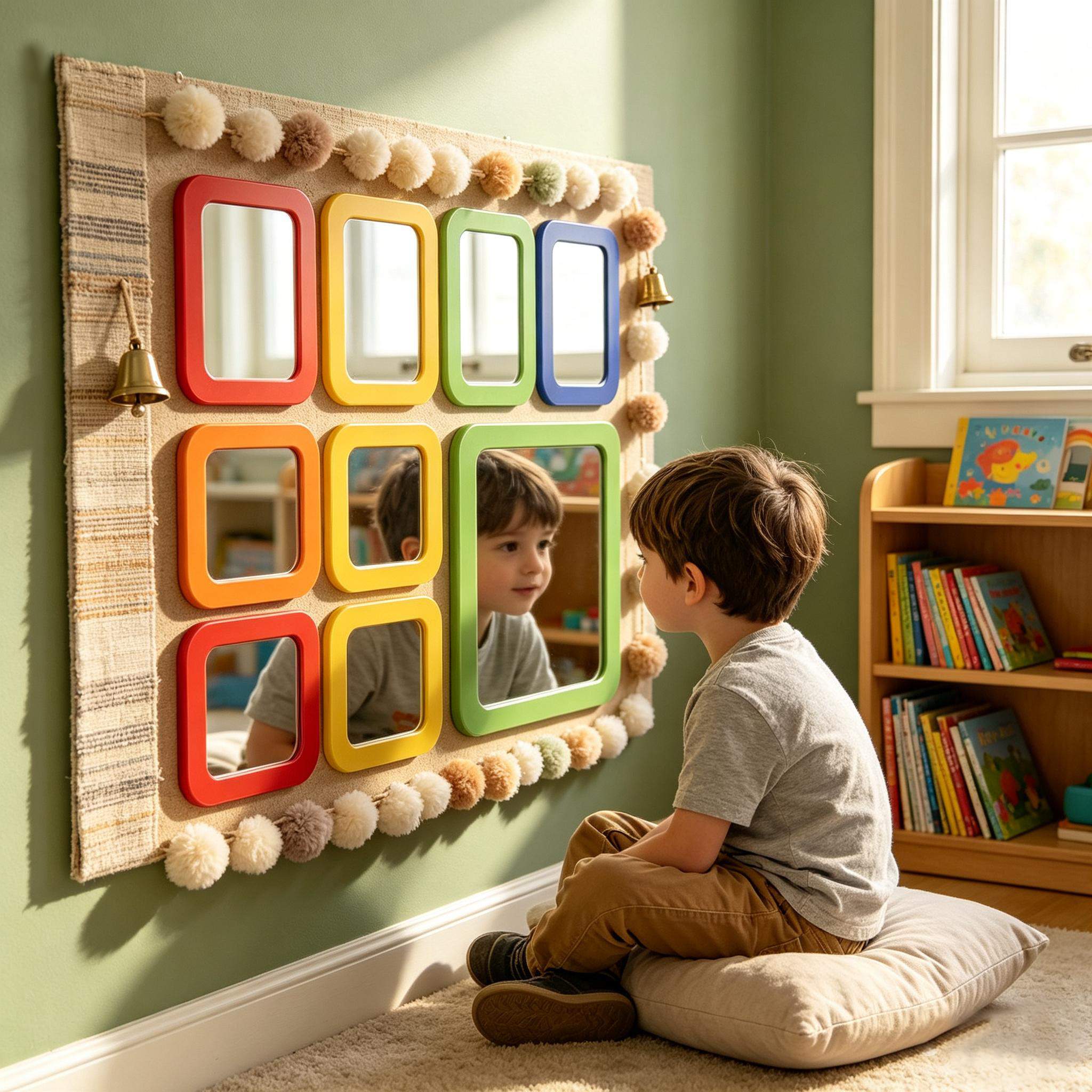 Wholesale Colorful Rounded Rectangle Self Adhesive PETG Decor Mirror Removable Wall Mirror Stickers For Kids Room Apartment Rental House Kindergarten Wall Decoration