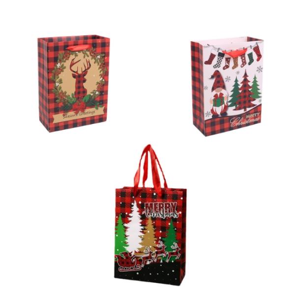 Красный подарок Санта Клауса решетки упаковывая бумажный мешок 33*9*7cm ECO дружелюбный
