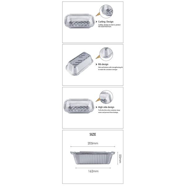 No 6A Recyclable Aluminum Foil Mini Loaf Pan 670ml Disposable Foil Tray Aluminum Foil Food Container with Plastic Lid
