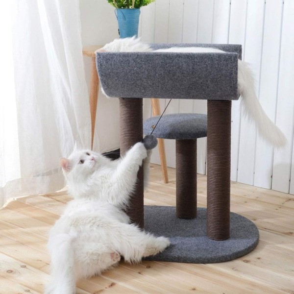 Natural Sisal & Wool Eco-Friendly Cat Scratching Post & Climbing Frame with Christmas Design-Cat Toy for Grinding Claws