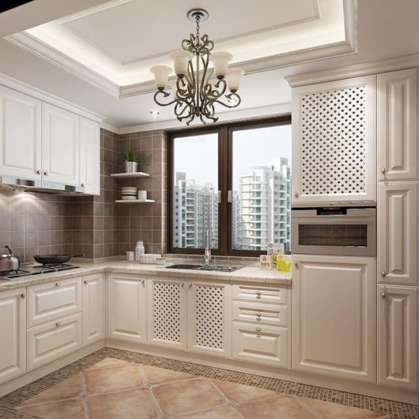 Modern Solid Wood Kitchen Cabinet with PVC Membrane Door Panel and Distinctive Designs