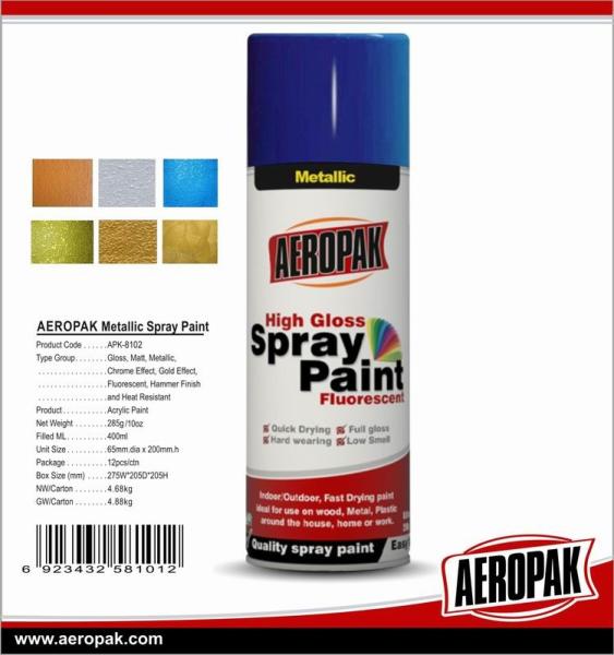 Pintura preta metálica seca rápida do carro da pintura à pistola metálica do aerossol de Aeropak Acylic