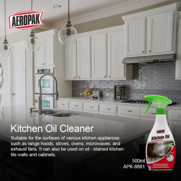 Aeropak 500ml Custom Kitchen Grease and Smoke Cleaner Spray Quick Removal Heavy Oil Stains OEM & ODM Product