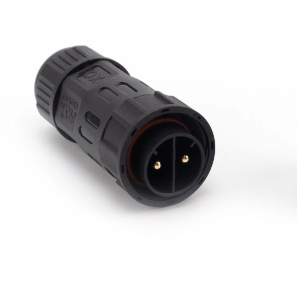 Black DC Waterproof Power Connector M25 Panel Mount Nylon PA66