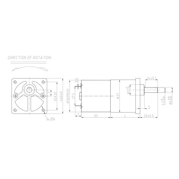 37mm Permanent Magnet DC Gear Motor 7W 8W 6V 12V 2nm 100rpm 120rpm
