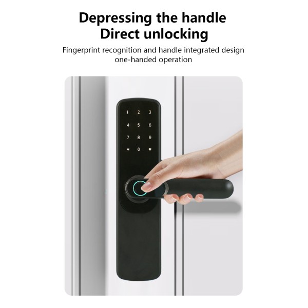 Tuya Indoor Smart Lock Wifi Aluminum Alloy Half Face Automatic Remote Keyless Entry Fingerprint Password European Cross-border