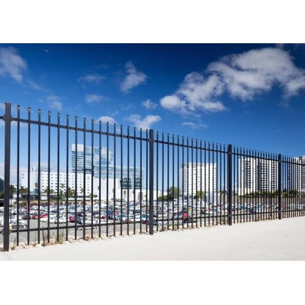 Black 2.4m Wrought Iron Fence Panel Steel Metal Picket Ornamental