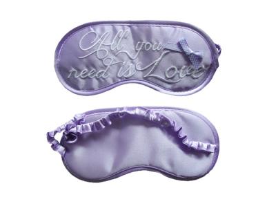 Decorative Purple Sleep Blindfold Eye Shade Embroidery Logo With Lovely Design For Girls
