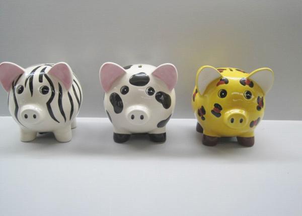 Personalized Ceramic Piggy Banks Animal Pattern Free Hand Painted Novelty Design