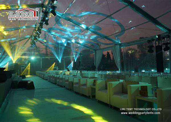 Outdoor Clear Wedding Party Tent With Chairs And Tables Wind Loading 100km / Hour